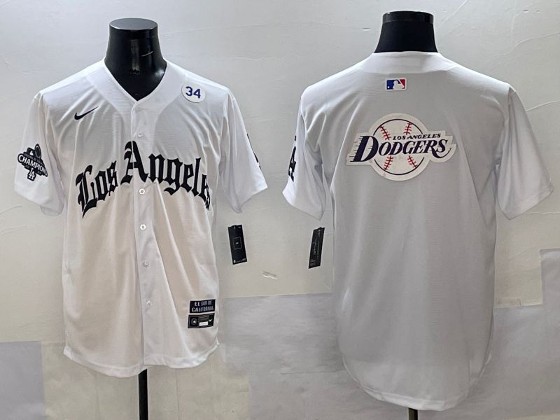 Men Los Angeles Dodgers Blank White Five generations Joint Name 2025 Nike MLB Jersey style 76->los angeles dodgers->MLB Jersey